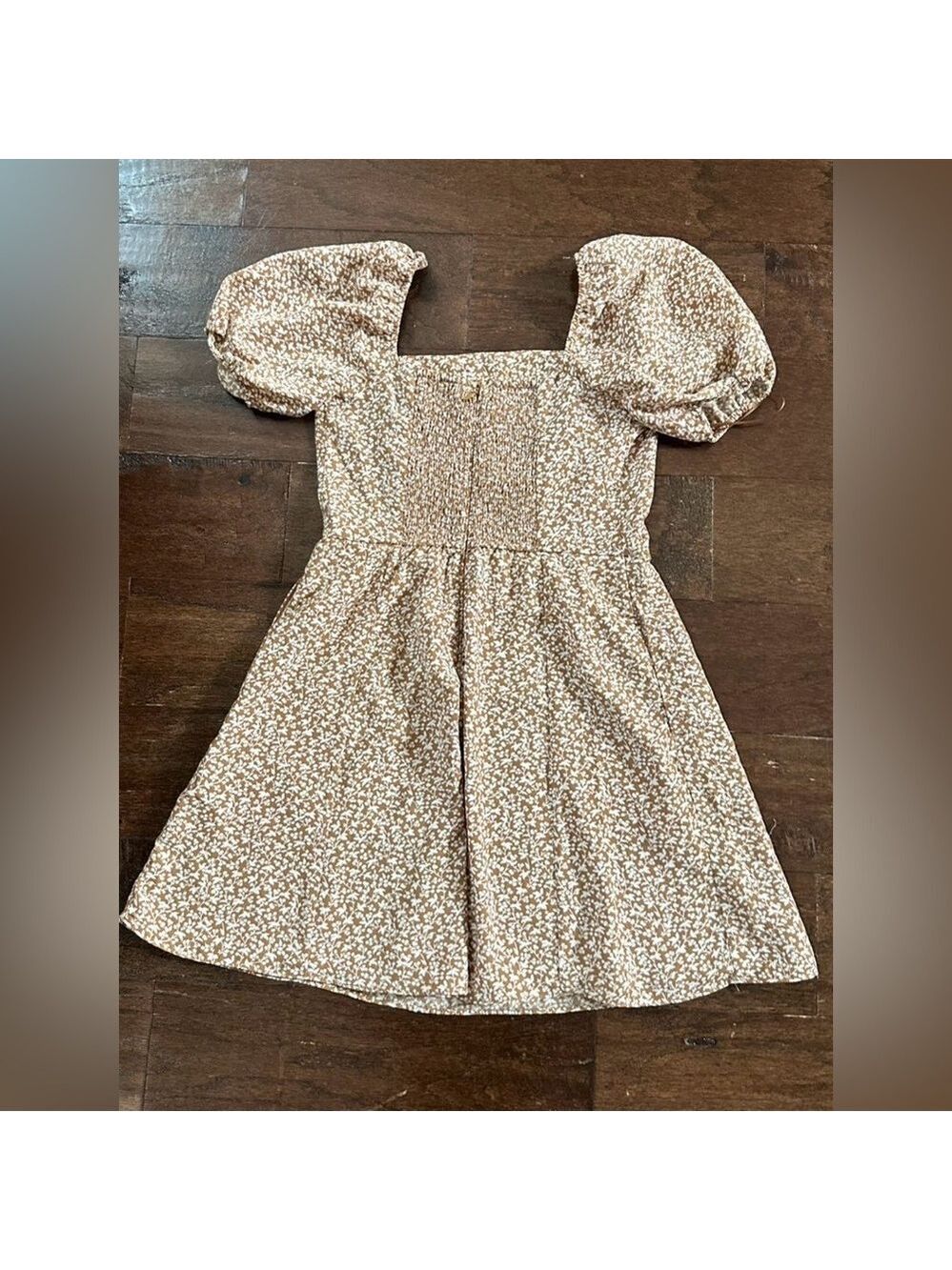Abercrombie & Fitch Tan Floral corset puff sleeve Mini Dress- size Small-NWOT - Picture 4 of 6
